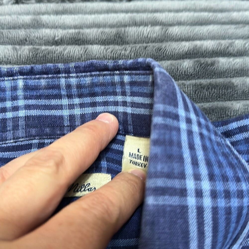 Peter Millar Blue Plaid Button-Up Linen Shirt Men’s Size L - Picture 5 of 9